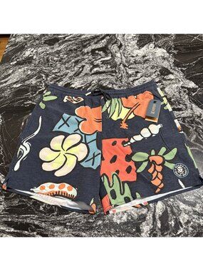 Roark Shorey  16” Shell Cove Elastic Waist Trunks Dark Navy Mens L NWT RB457 $66